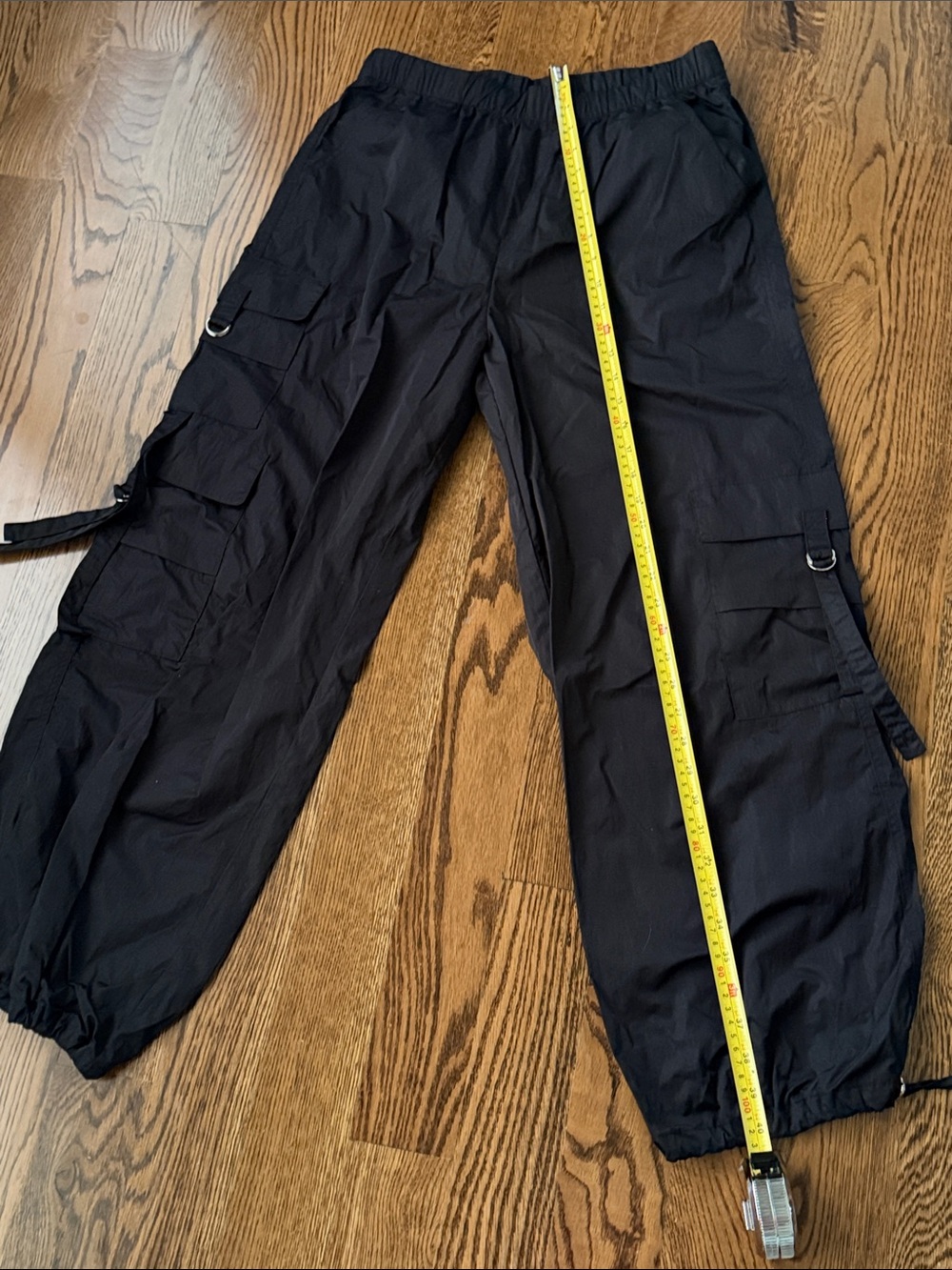 Bucket list Black Cargo Drawstring parachute jogger Pants medium - Picture 8 of 11